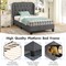 Twin Size Bed Frame with Button Tufted Wingback Headboard and Storage Space-Gray